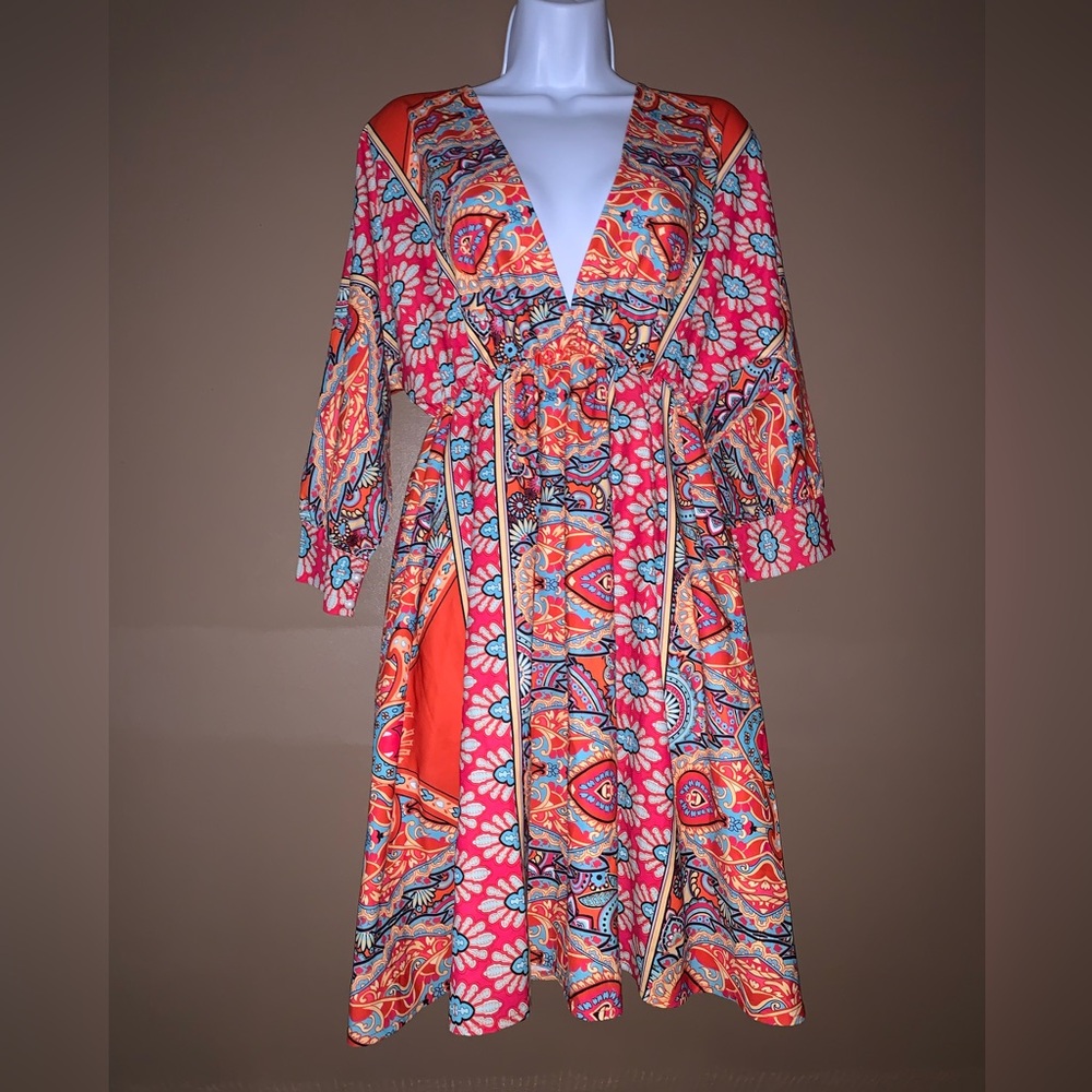 Beautiful colorful dress size large L summer spring party NWOT
